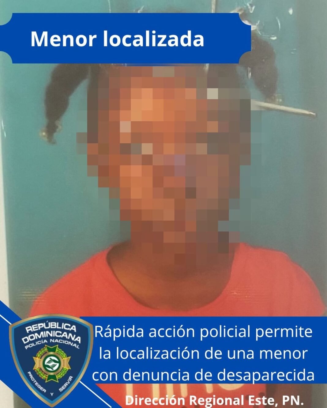 Localizan sana y salva a menor reportada como desaparecida en La Romana.