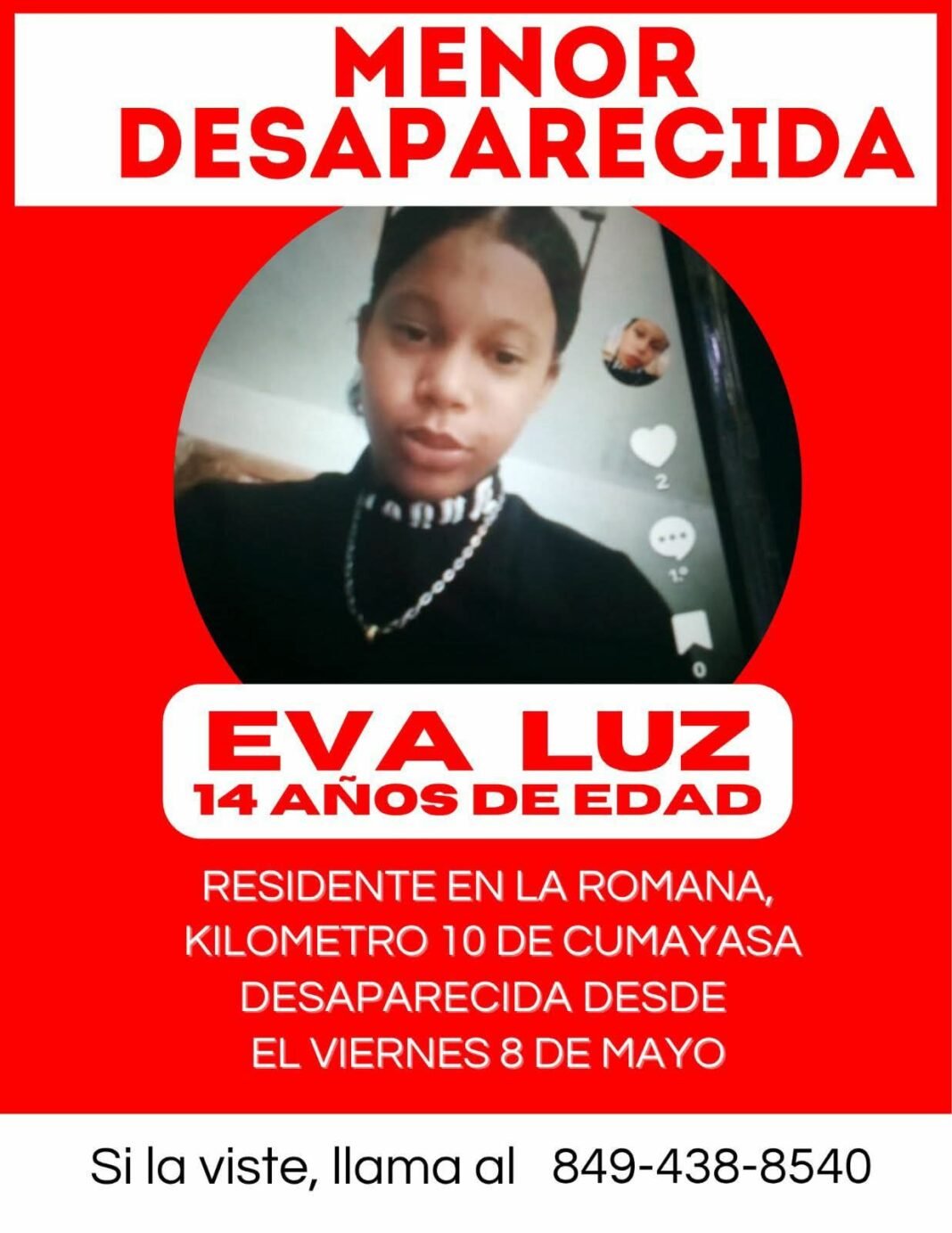 Reportan adolescente desaparecida en Cumayasa, La Romana.