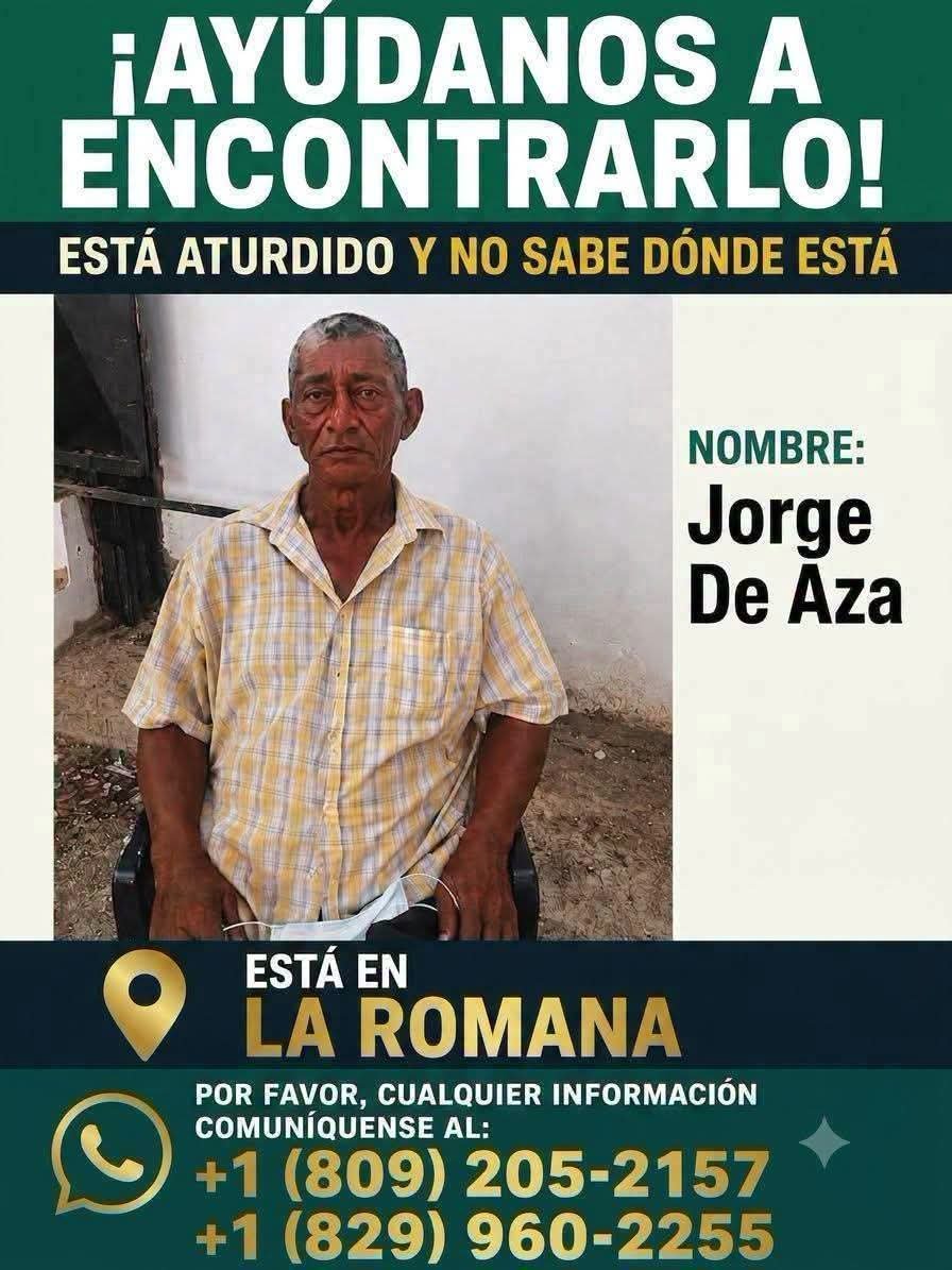 LA ROMANA | BUSCAN A JORGE DE AZA “PATO”, REPORTADO COMO DESAPARECIDO.